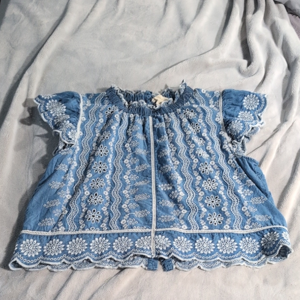 Blue Embroidery Top